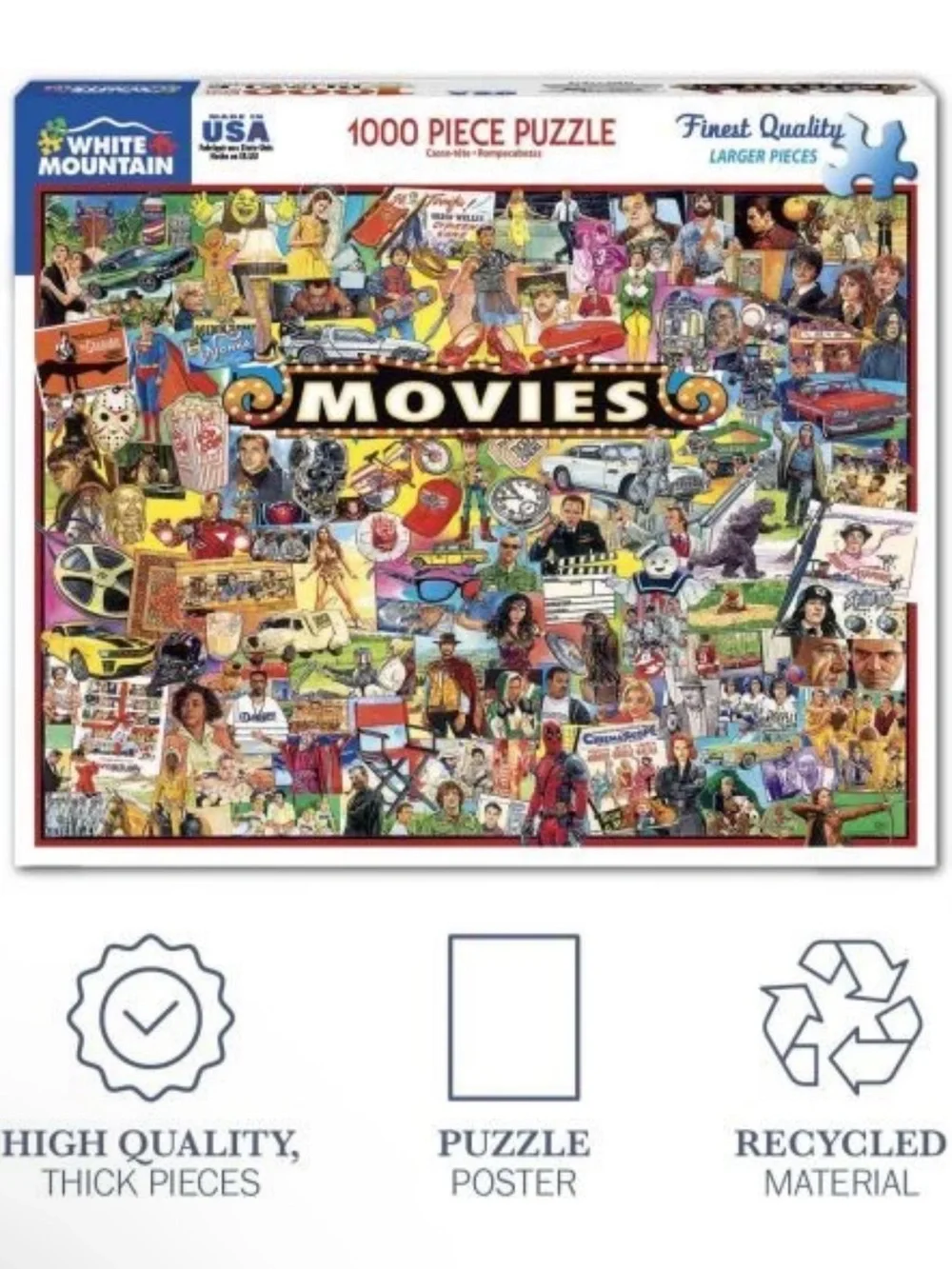 White Mountain Movies Collage Puzzle - Bright Multicolor Art